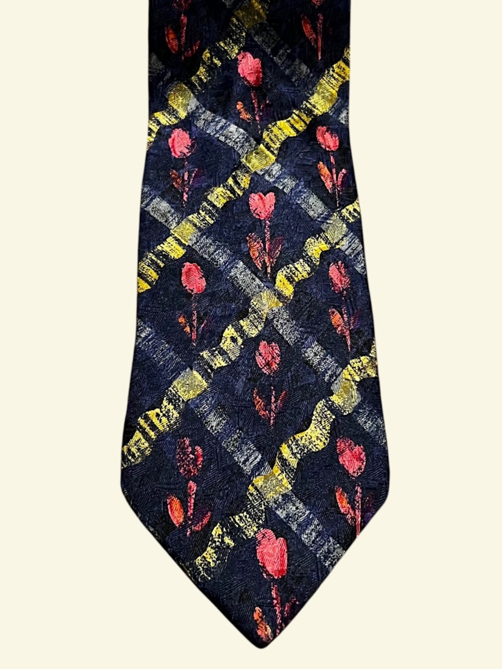Ermenegildo Zegna 100% Silk Neck Tie 60" x 4" Pink Floral Gold Made in Italy
